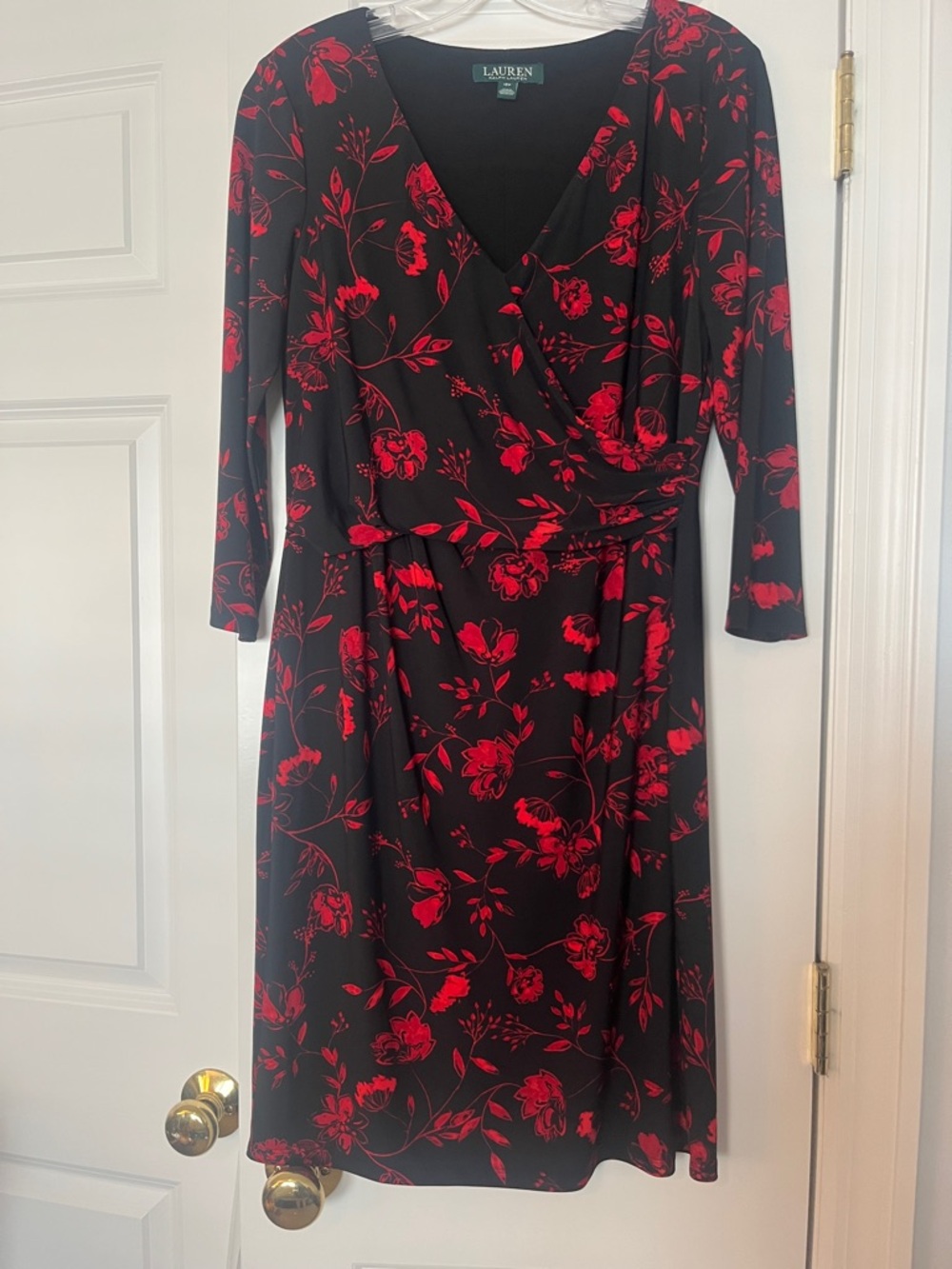 Lauren Ralph Lauren Black Dress with Red Floral Print